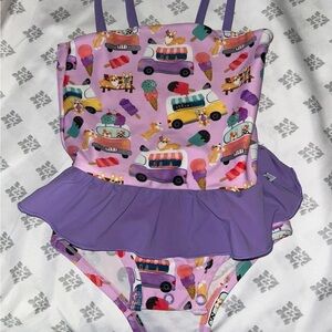 BAMBOO Kids Swim One Piece - Purple Ice Cream Truck Design